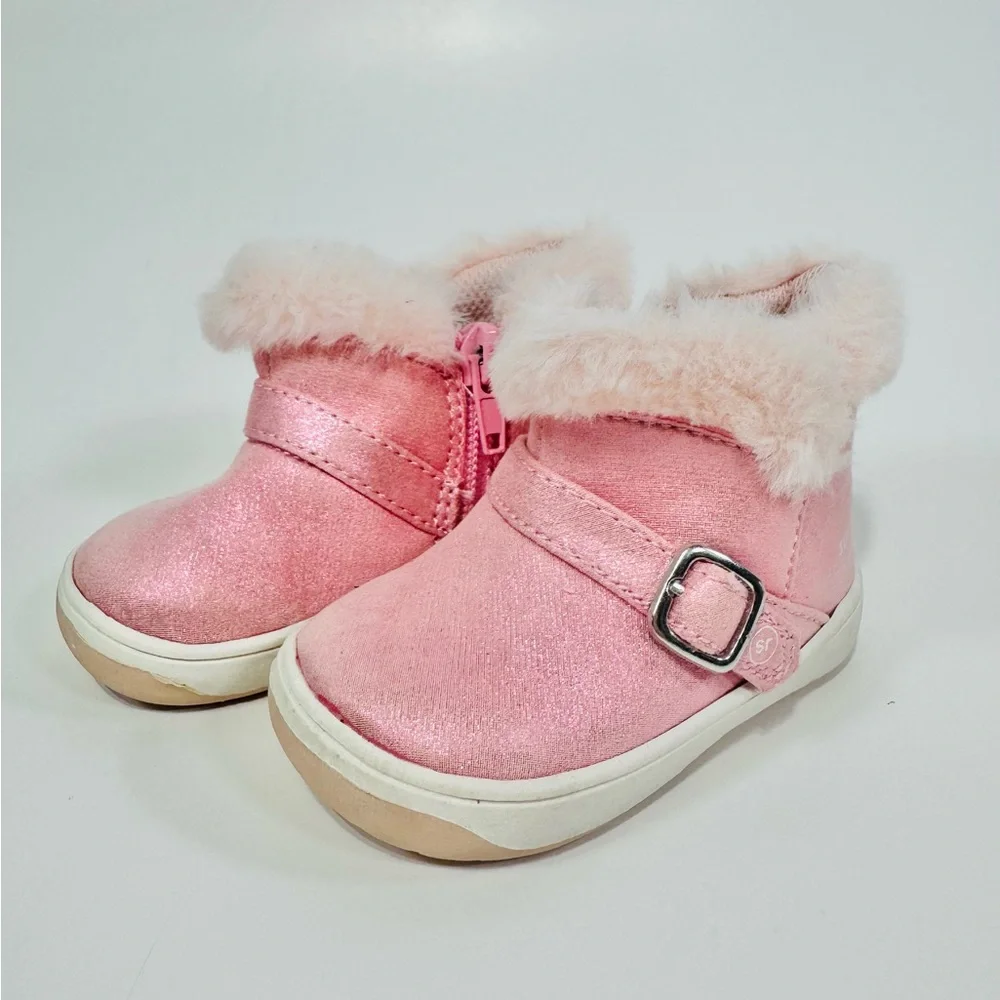 Pink Shimmer Faux Fur Toddler Winter Boots - Surprize by Stride Rite (EU 19)